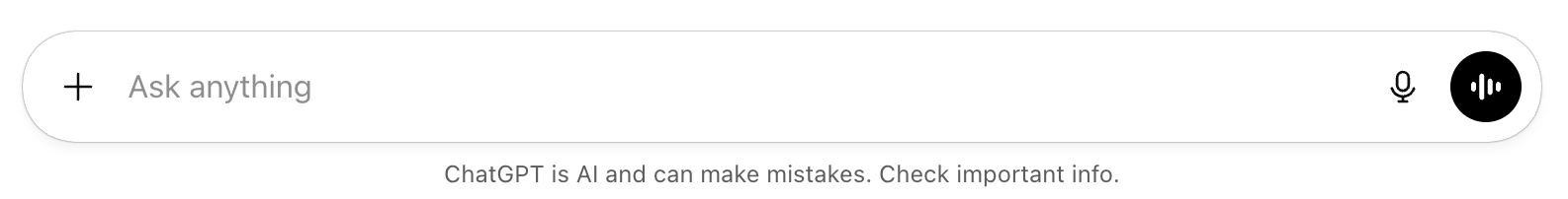 ChatGPT UI with the note "ChatGPT is AI and can make mistakes. Check important info."